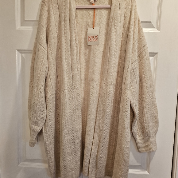 Knox Rose Long Pointelle Cardigan 2x - Picture 1 of 9
